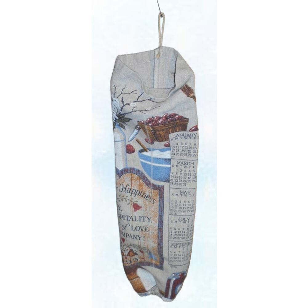 Handmade Fabric Plastic Bag Holder Sleeve 1993 Calendar Kay Dee Cottage Core